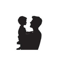 Father and son silhouette on white background. Father and son logo, illustration. vector