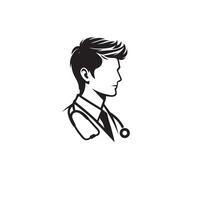 Doctor silhouette isolated on white background. Medical doctor illustration, doctor logo. vector