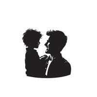 Father and son silhouette on white background. Father and son logo, illustration. vector