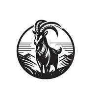 Goat silhouette on white background. Goat logo, Goat illustration vector