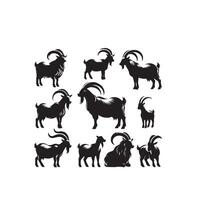 Goat silhouette on white background. Goat logo, Goat illustration vector