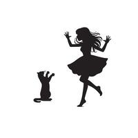 Cat silhouette on white background. Playing cat illustration. cat playing silhouette vector