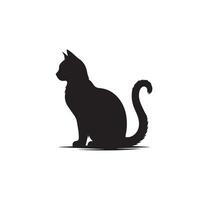 Cat silhouette on white background. Playing cat illustration. cat playing silhouette vector