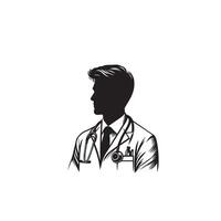 Doctor silhouette isolated on white background. Medical doctor illustration, doctor logo. vector