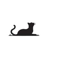 Cat silhouette on white background. Playing cat illustration. cat playing silhouette vector