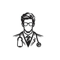 Doctor silhouette isolated on white background. Medical doctor illustration, doctor logo. vector