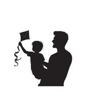 Father and son silhouette on white background. Father and son logo, illustration. vector