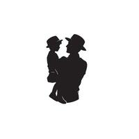 Father and son silhouette on white background. Father and son logo, illustration. vector