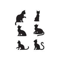 Cat silhouette on white background. Playing cat illustration. cat playing silhouette vector