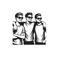 Friends silhouette on white background. Group of Friends' illustration. vector