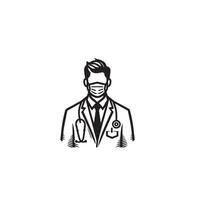 Doctor silhouette isolated on white background. Medical doctor illustration, doctor logo. vector