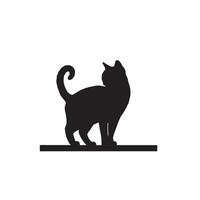 Cat silhouette on white background. Playing cat illustration. cat playing silhouette vector