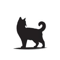 Cat silhouette on white background. Playing cat illustration. cat playing silhouette vector