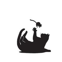 Cat silhouette on white background. Playing cat illustration. cat playing silhouette vector