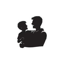 Father and son silhouette on white background. Father and son logo, illustration. vector