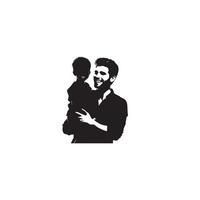 Father and son silhouette on white background. Father and son logo, illustration. vector