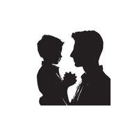 Father and son silhouette on white background. Father and son logo, illustration. vector