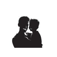 Father and son silhouette on white background. Father and son logo, illustration. vector