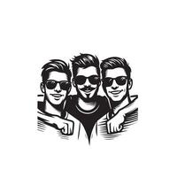 Friends silhouette on white background. Group of Friends' illustration. vector