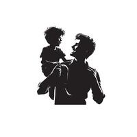 padre y hijo silueta en blanco antecedentes. padre y hijo logo, ilustración. vector