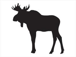 Moose silhouette on white background vector