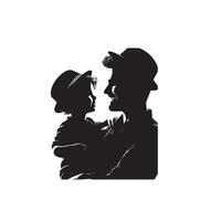 Father and son silhouette on white background. Father and son logo, illustration. vector