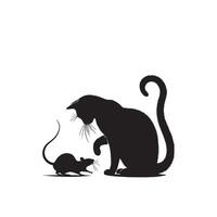 Cat silhouette on white background. Playing cat illustration. cat playing silhouette vector