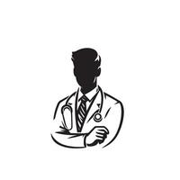 Doctor silhouette isolated on white background. Medical doctor illustration, doctor logo. vector