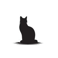 Cat silhouette on white background. Playing cat illustration. cat playing silhouette vector