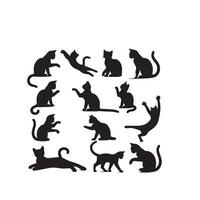 Cat silhouette on white background. Playing cat illustration. cat playing silhouette vector