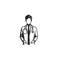 Doctor silhouette isolated on white background. Medical doctor illustration, doctor logo. vector