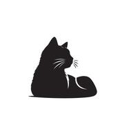 Cat silhouette on white background. Playing cat illustration. cat playing silhouette vector