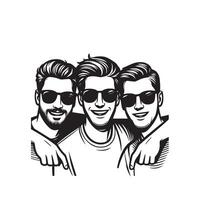 Friends silhouette on white background. Group of Friends' illustration. vector