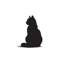 Cat silhouette on white background. Playing cat illustration. cat playing silhouette vector