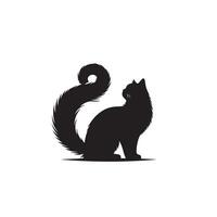 Cat silhouette on white background. Playing cat illustration. cat playing silhouette vector