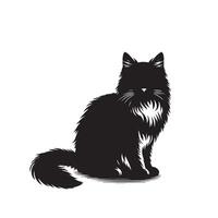 Cat silhouette on white background. Playing cat illustration. cat playing silhouette vector