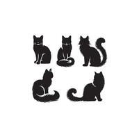 Cat silhouette on white background. Playing cat illustration. cat playing silhouette vector