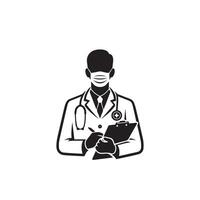 Doctor silhouette isolated on white background. Medical doctor illustration, doctor logo. vector