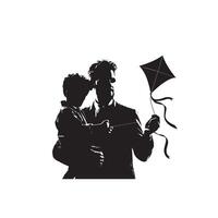 Father and son silhouette on white background. Father and son logo, illustration. vector