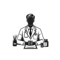 Doctor silhouette isolated on white background. Medical doctor illustration, doctor logo. vector