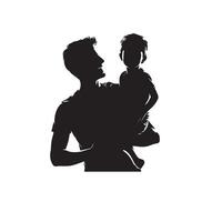 Father and son silhouette on white background. Father and son logo, illustration. vector