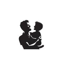 Father and son silhouette on white background. Father and son logo, illustration. vector