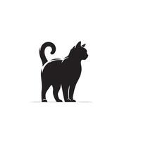 Cat silhouette on white background. Playing cat illustration. cat playing silhouette vector