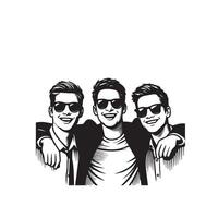 Friends silhouette on white background. Group of Friends' illustration. vector