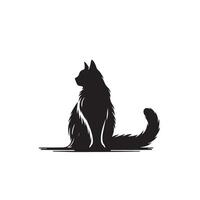 Cat silhouette on white background. Playing cat illustration. cat playing silhouette vector