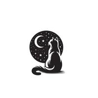 Cat silhouette on white background. Playing cat illustration. cat playing silhouette vector