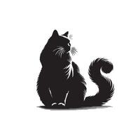 Cat silhouette on white background. Playing cat illustration. cat playing silhouette vector