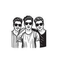 Friends silhouette on white background. Group of Friends' illustration. vector