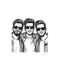 Friends silhouette on white background. Group of Friends' illustration. vector