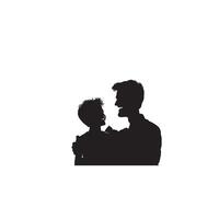 Father and son silhouette on white background. Father and son logo, illustration. vector